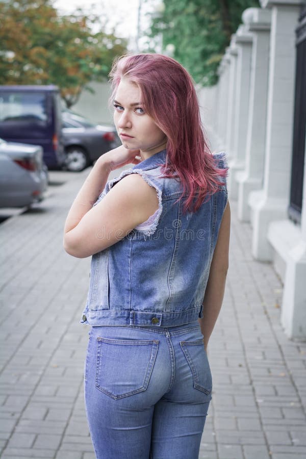 Hipster girl back view