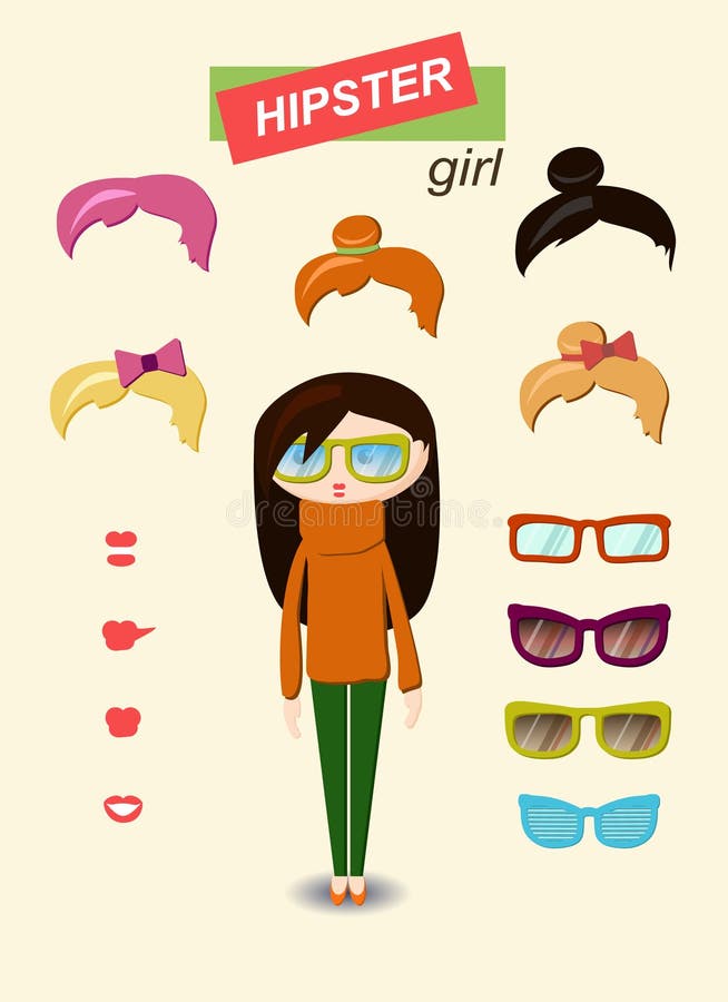 Hipster girl fashion set royalty free illustration Hipster girl fashion set royalty free illustration