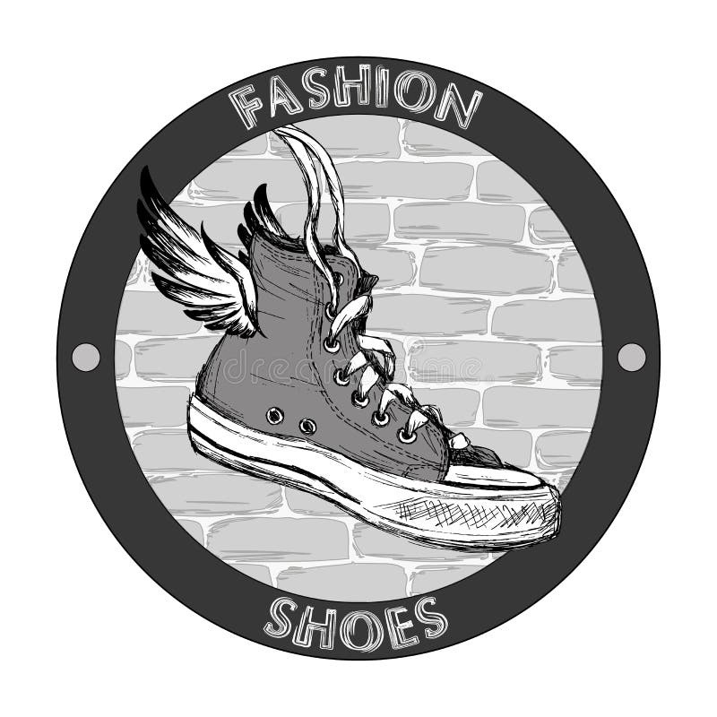Hand Drawn High Red Sneaker. Side View Of A Gumshoe. Vector Illustration.  Royalty Free SVG, Cliparts, Vectors, and Stock Illustration. Image  111904636.