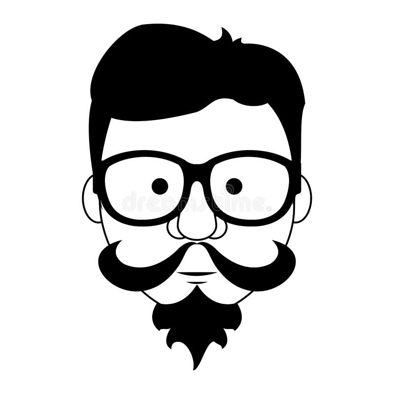 Hipster guy face cartoon in black and white royalty free illustration Hipster guy face cartoon in black and white royalty free illustration