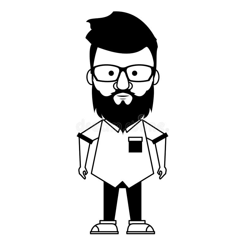 Hipster Guy with Glasses and Mustache in Black and White Stock - Illustration of hipster, lifestyle: 148379063