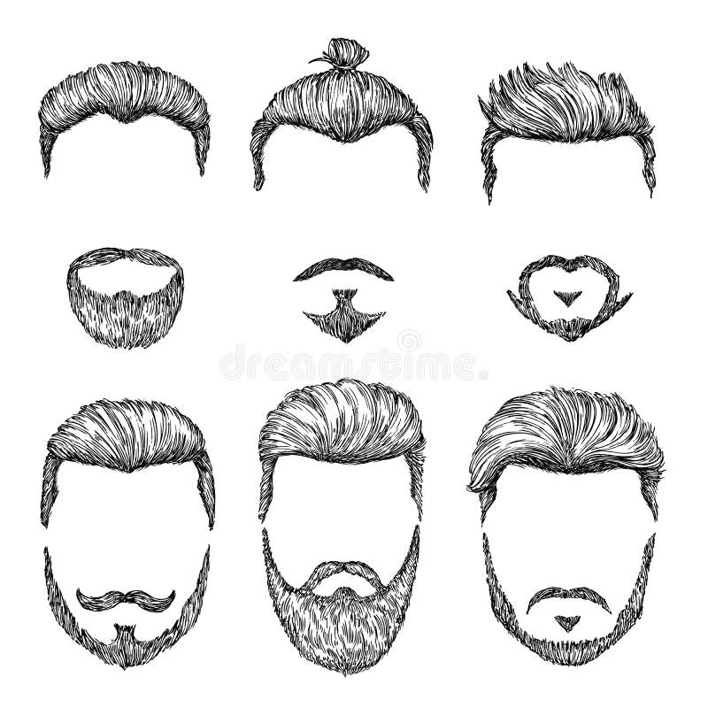Hipster Haircut. Hand Drawn Vintage Hair Styles. Isolated Man Beards and Moustache Models Stock Vector - Illustration of group, hairstyle: 180771641 Hipster Haircut. Hand Drawn Vintage Hair Styles. Isolated Man Beards and Moustache Models Stock Vector - Illustration of group, hairstyle: 180771641