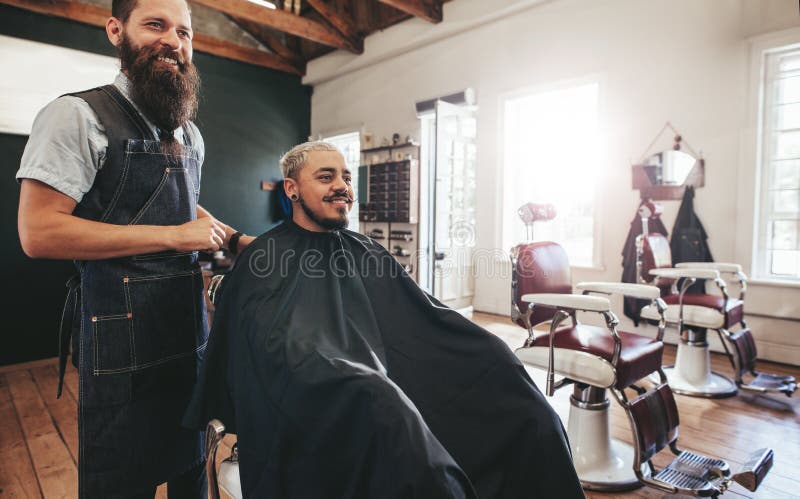 Smiling Customer African Haircut Barber Business Stock Photo - Image of ...
