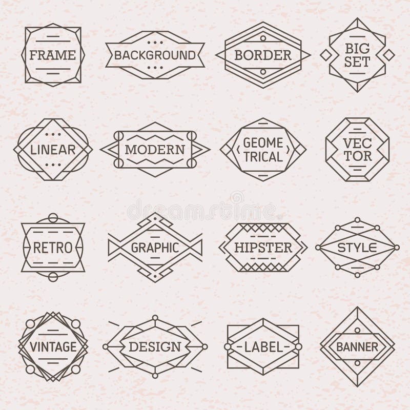 Collection of Retro Outline Vintage Style Labels and Banners Stock ...