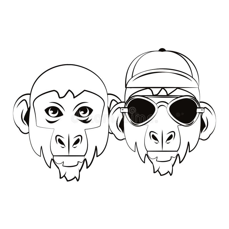 Hipster Monkeys Cool Sketch Stock Vector - Illustration of drawn ...