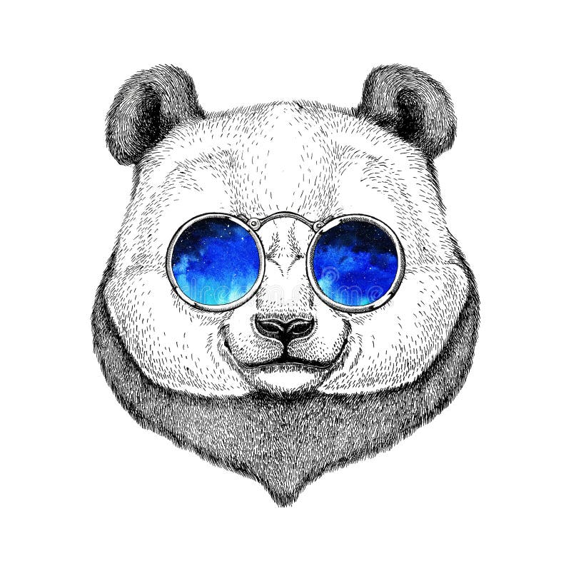 Hipster Panda Cute Bamboo Bear Image for Tattoo, Logo, Emblem, Badge Design  Stock Illustration - Illustration of black, style: 88554100