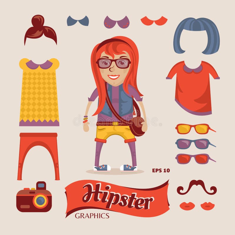 Hipster Girl Infographic Concept Background with I Stock Vector
