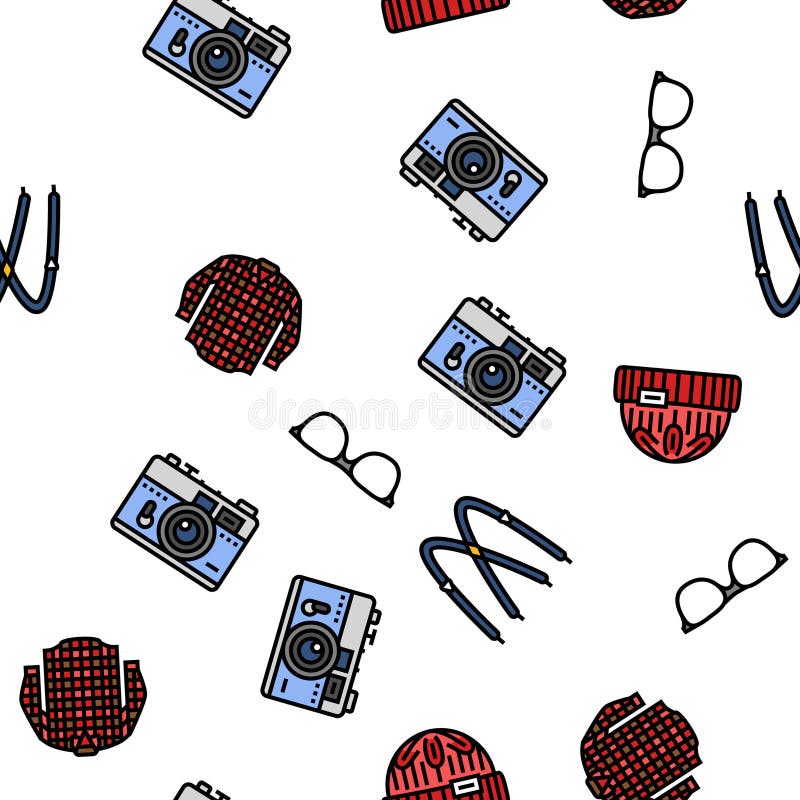 Hipster Retro Vintage Seamless Pattern Stock Vector Illustration of