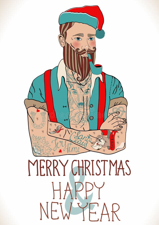 Hipster Santa Claus royalty-vrije illustratie Hipster Santa Claus royalty-vrije illustratie