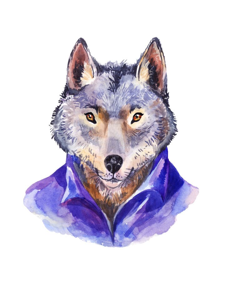 Hipsterillustration, varg i den purpurfärgade skjortan, stående av lös royaltyfri illustrationer Hipsterillustration, varg i den purpurfärgade skjortan, stående av lös royaltyfri illustrationer