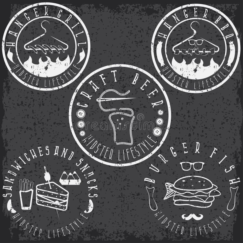 Hipsterstilmat märker grungetappninguppsättningen royaltyfri illustrationer Hipsterstilmat märker grungetappninguppsättningen royaltyfri illustrationer