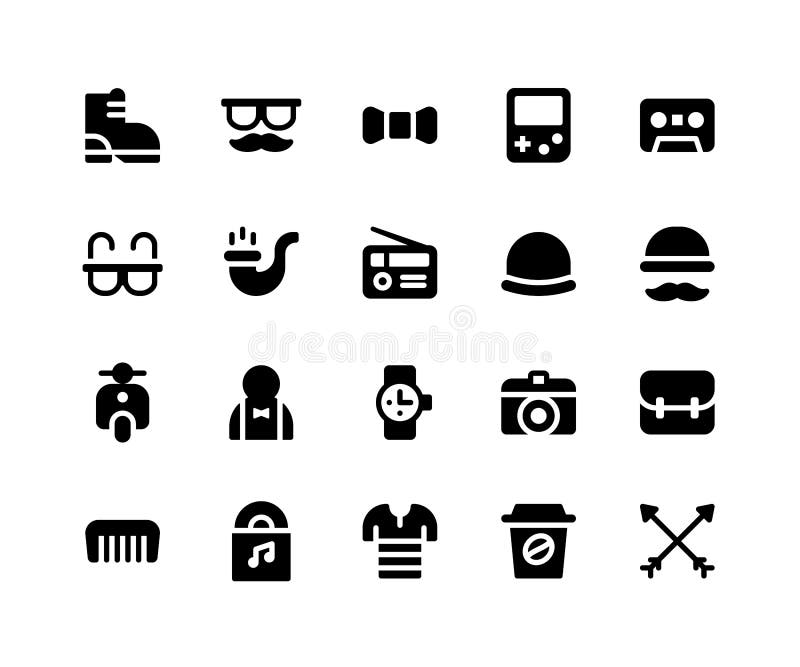 Hipster字形图标 库存图片