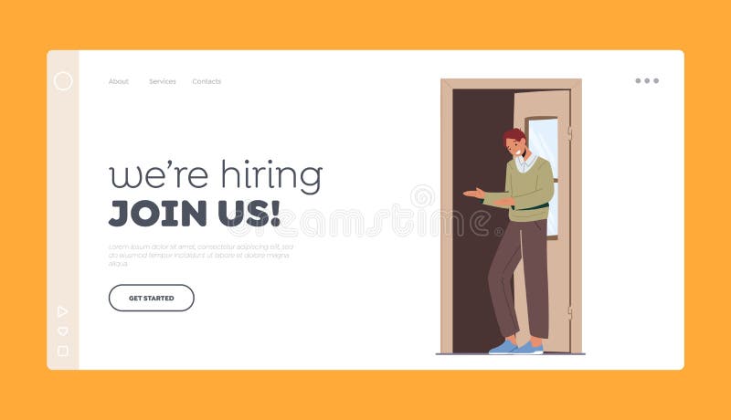 We Are Hiring Join Us Landing Page Template Friendly Character Invite