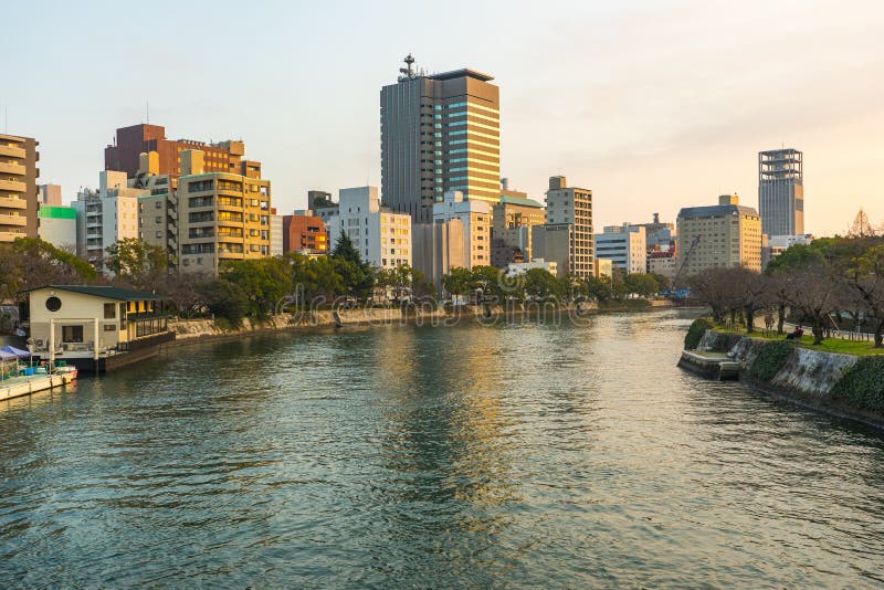 Hirošime Panorámu a Ota Rieka v Japonsku.