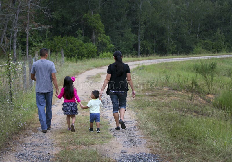 Hispanic Family - Walking Home stock photos Hispanic Family - Walking Home stock photos
