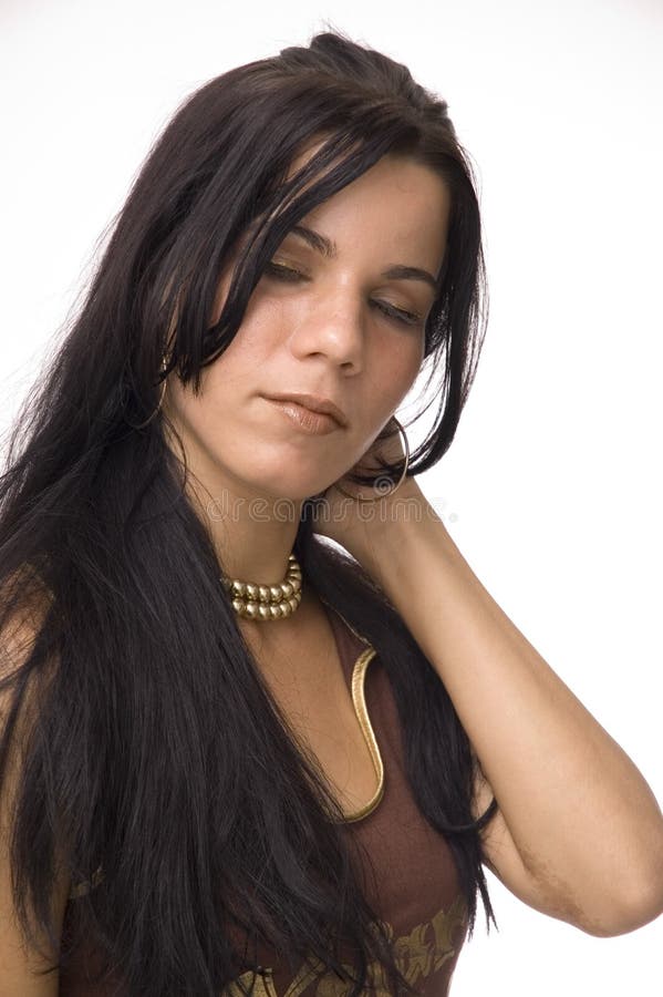 Hispanic Girl with Neck Pain Stock Photo Image of pain, health 3368968
