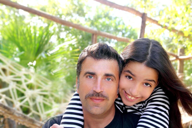 Hispanic Latin Father And Teen Daughter Hug Park Stock Photo Image Of