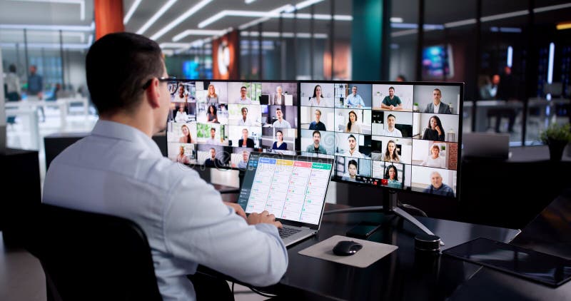 Hispanic Man Using Kanban Software royalty free stock photo