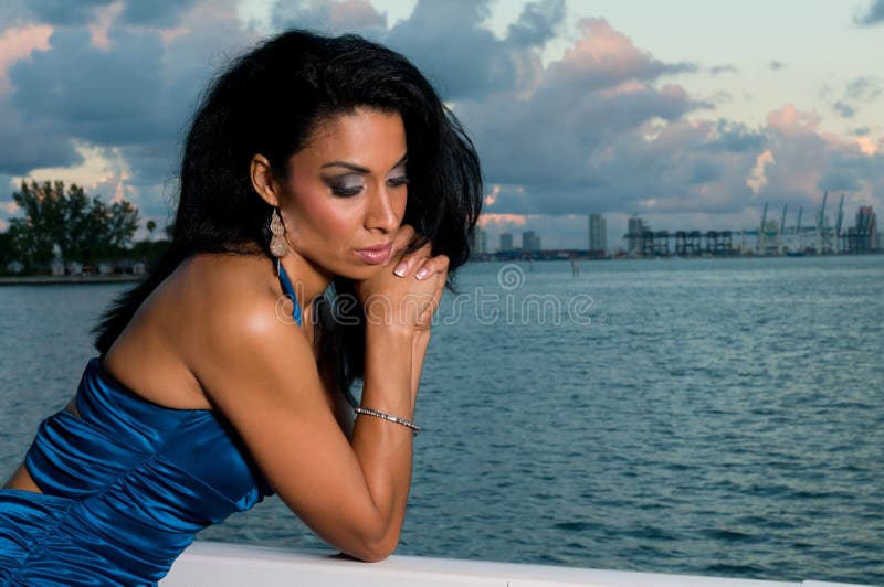 Hispanic woman meditates royalty free stock image