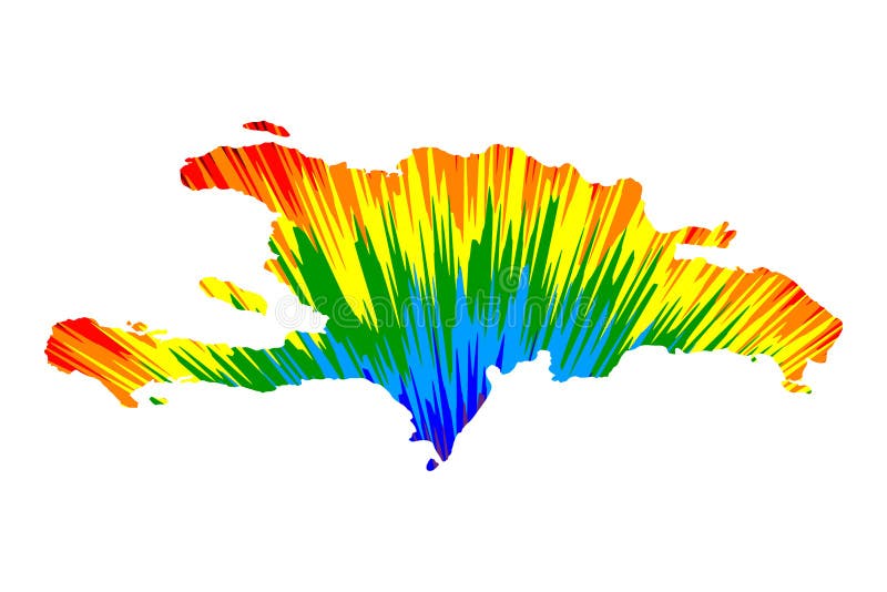 Hispaniola - map is designed rainbow abstract colorful pattern, Hispaniola island map made of color explosion. Hispaniola - map is designed rainbow abstract colorful pattern, Hispaniola island map made of color explosion
