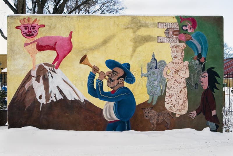Hispanisches Wandbild, Santa Fe, New-Mexiko, USA stockfotografie Hispanisches Wandbild, Santa Fe, New-Mexiko, USA stockfotografie