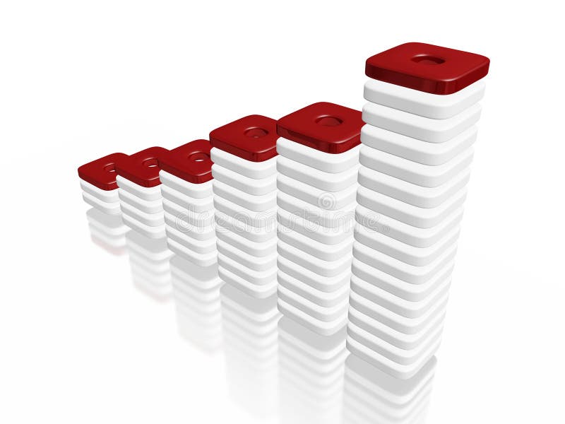 Histogramme de croissance d'affaires de blocs de rouge et de blanc illustration stock Histogramme de croissance d'affaires de blocs de rouge et de blanc illustration stock