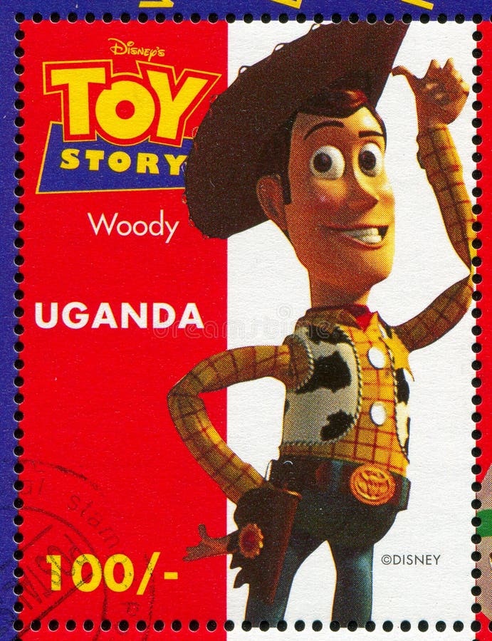 UGANDA - CIRCA 1997: stamp printed by Uganda, shows Toy Story, Woody, circa 1997. UGANDA - CIRCA 1997: stamp printed by Uganda, shows Toy Story, Woody, circa 1997.