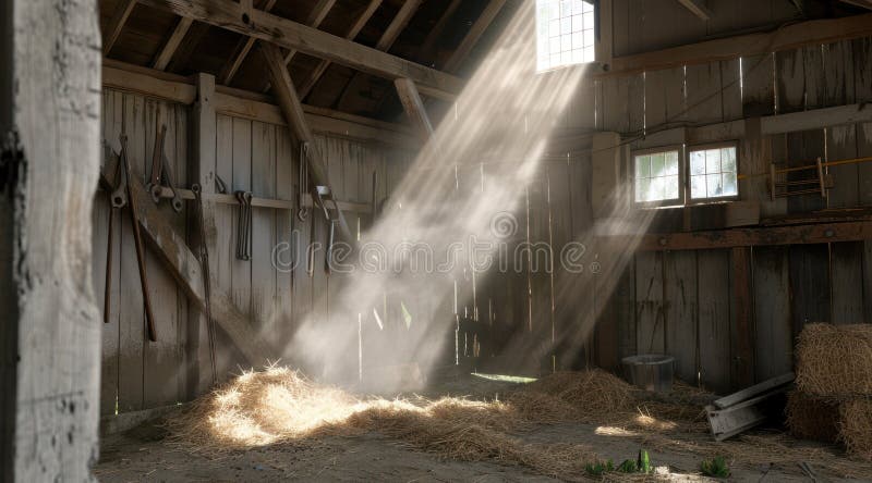 Historic barn, rural charm: wooden wall, vintage piece, farmhouse classic, straw covering, old building, antique style, authentic design, aged craft, traditional storage, rustic ambiance,. Stable rustic style stock images, royalty-free photos and pictures