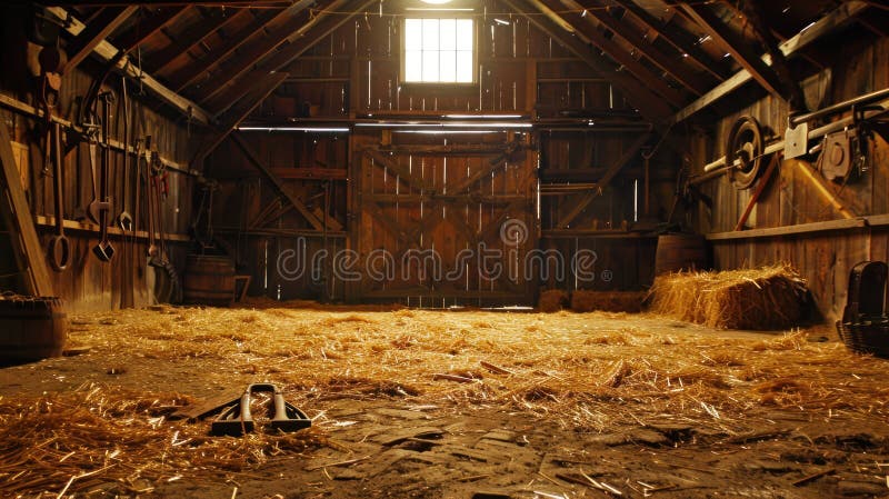 Historic barn, rural charm: wooden wall, vintage piece, farmhouse classic, straw covering, old building, antique style, authentic design, aged craft, traditional storage, rustic ambiance,. Stable rustic style stock images, royalty-free photos and pictures
