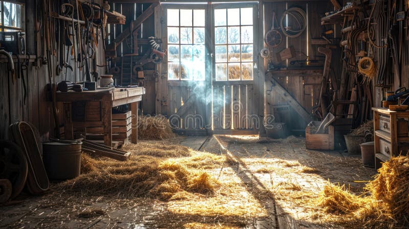 Historic barn, rural charm: wooden wall, vintage piece, farmhouse classic, straw covering, old building, antique style, authentic design, aged craft, traditional storage, rustic ambiance,. Stable rustic style stock images, royalty-free photos and pictures