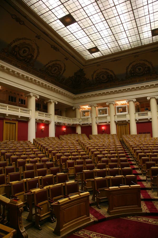 Historic boardroom of the State Duma in the Tauride Palace in St. Petersburg, Russia