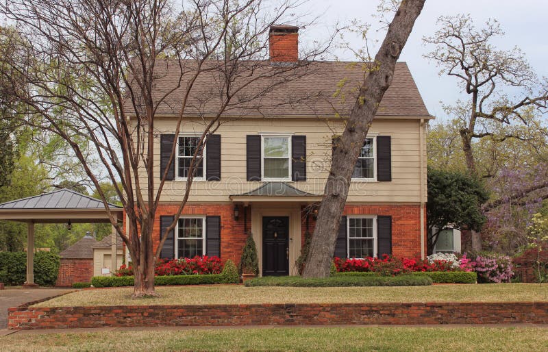 Historic Brick Mansion on Cloudy Day, Tyler TX Stock Photo Image of