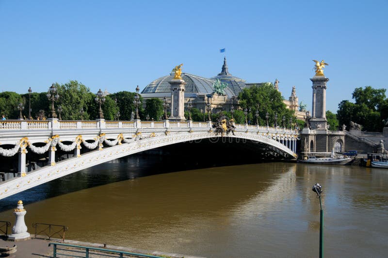 Historic Bridge (Pont Alexandre III) Stock Image - Image of sculptor ...