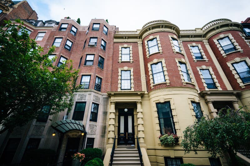Historic Buildings in Back Bay, Boston, Massachusetts. Editorial Stock