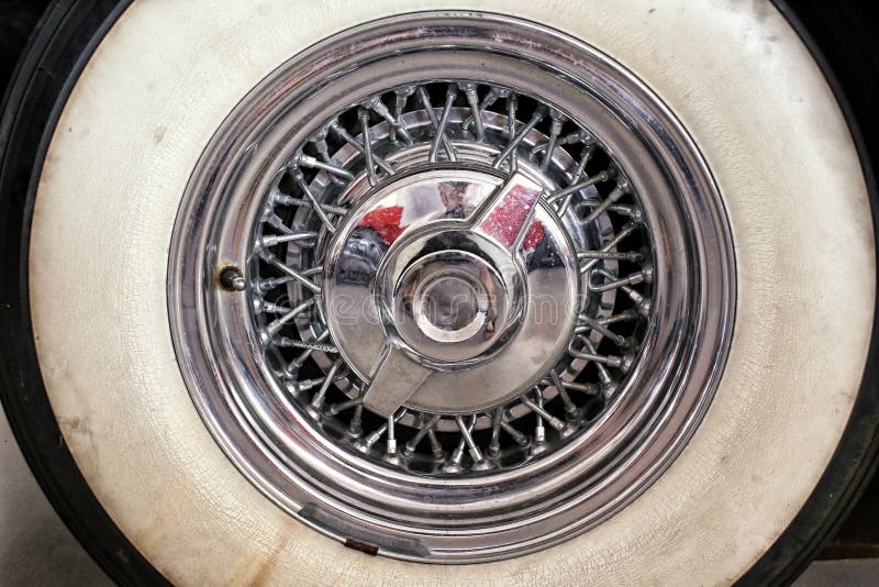 Historic Car Tire with White Side Plate and Silver Disc Stock Image Image of vehicle, black