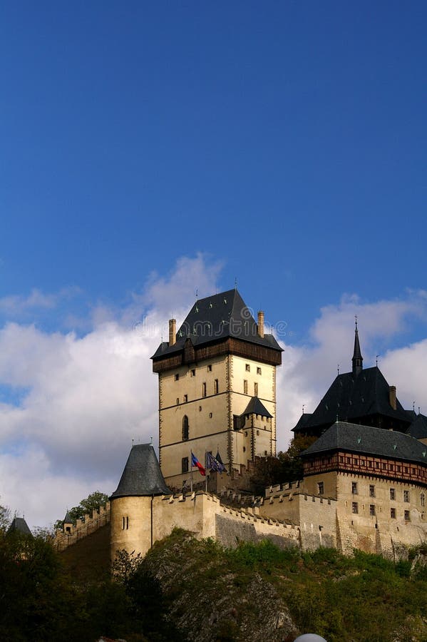 Historic castle in Karlstein stock photography