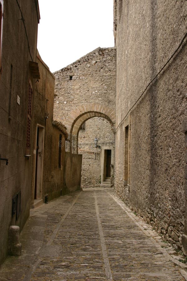 Historic center of old Erice stock images