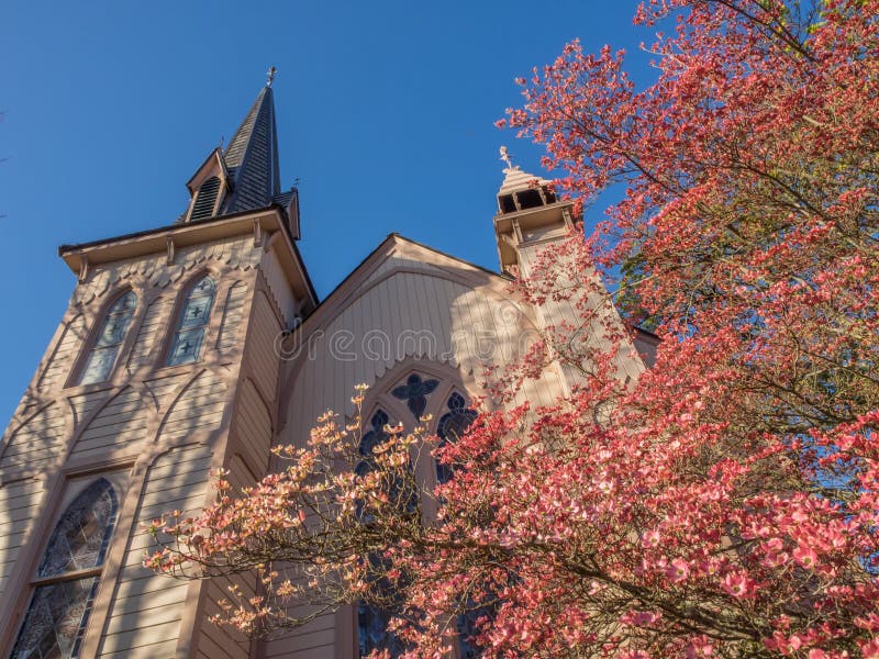 Historic church in spring