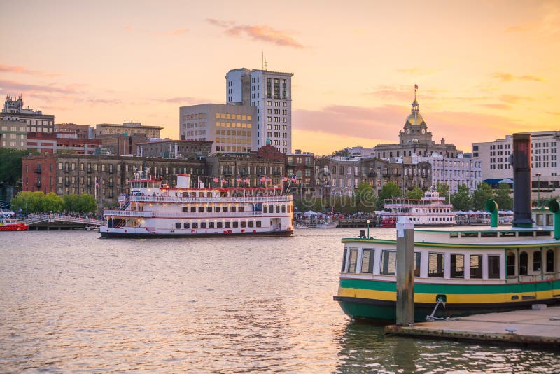 Savannah Waterfront Warehouse Stock Image - Image of night, bridge: 3633651