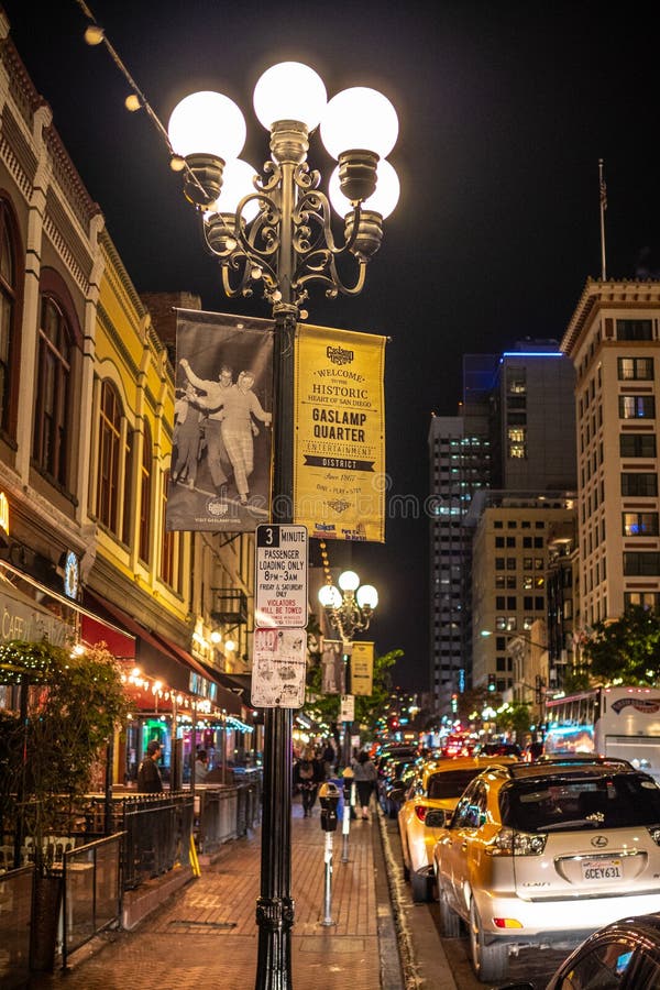 Synslinie entreprenør Snart Historic Gaslamp Quarter San Diego by Night - CALIFORNIA, USA - MARCH 18,  2019 Editorial Photography - Image of famous, historic: 145223047