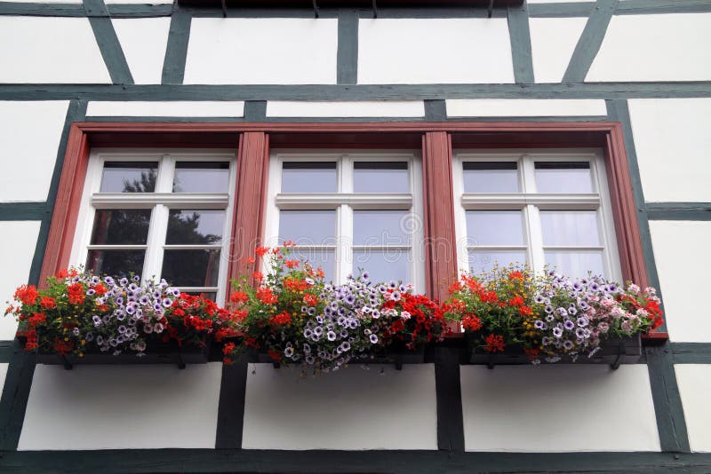 Historic Houses with Flower Boxes Stock Photo Image of famous, europe