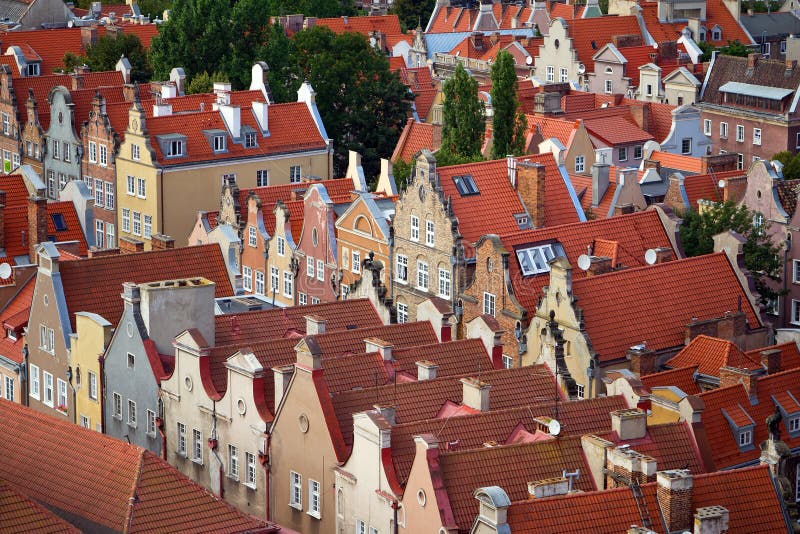 Historic houses in old town of Gdansk stock photography