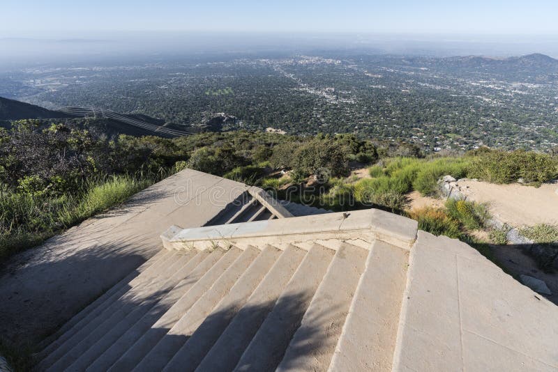 Echo Mtn Stairs Angeles National Forest California. Historic incline railway ruin stairs on top of Echo Mtn in the Angeles National Forest 3 miles above Altadena stock photos Echo Mtn Stairs Angeles National Forest California. Historic incline railway ruin stairs on top of Echo Mtn in the Angeles National Forest 3 miles above Altadena stock photos