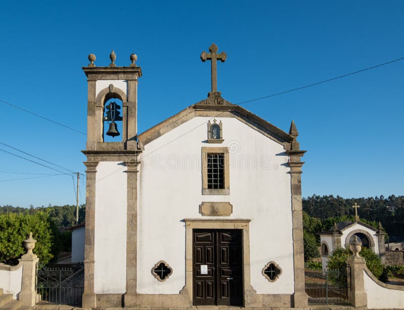 Historic Portuguese church in rural Portugal. Chapel of Our Lady of Perpetual Help in Bagunte, Vila do Conde.