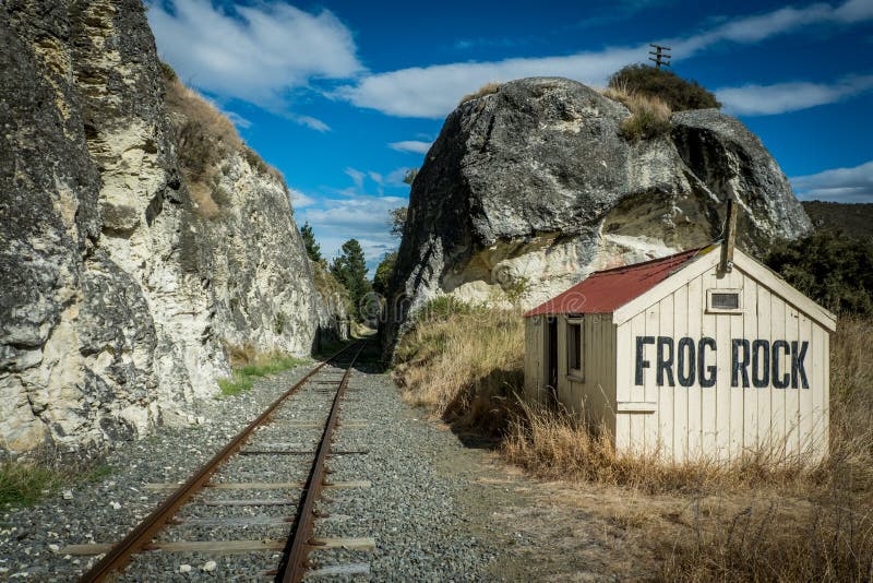 A historic railroad crew hut at Frog Rock settlement in Canterbury region of the South Island of New Zealand