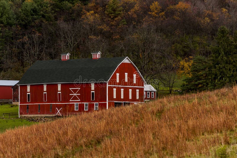 Historic & Scenic Red & White Barn on Appalachian Farm - Autumn Splendor - Somerset County, Pennsylvania