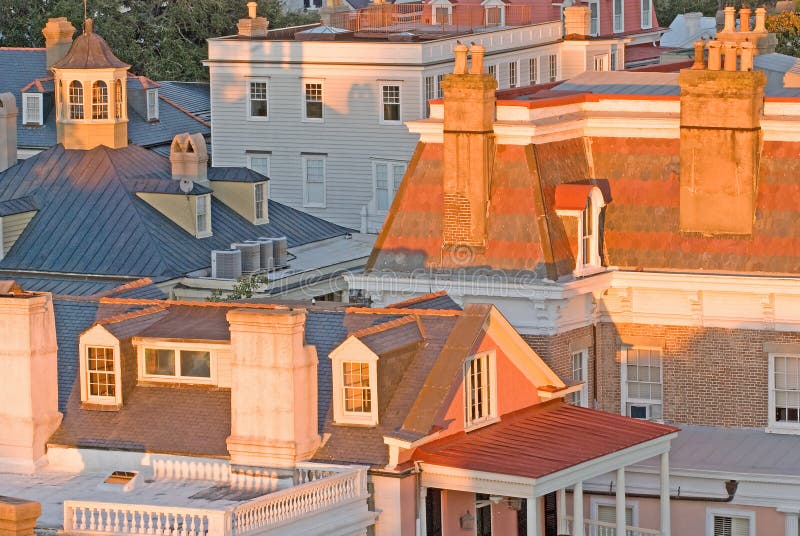 Historic Rooftops of Charleston Stock Photo Image of porch, campola