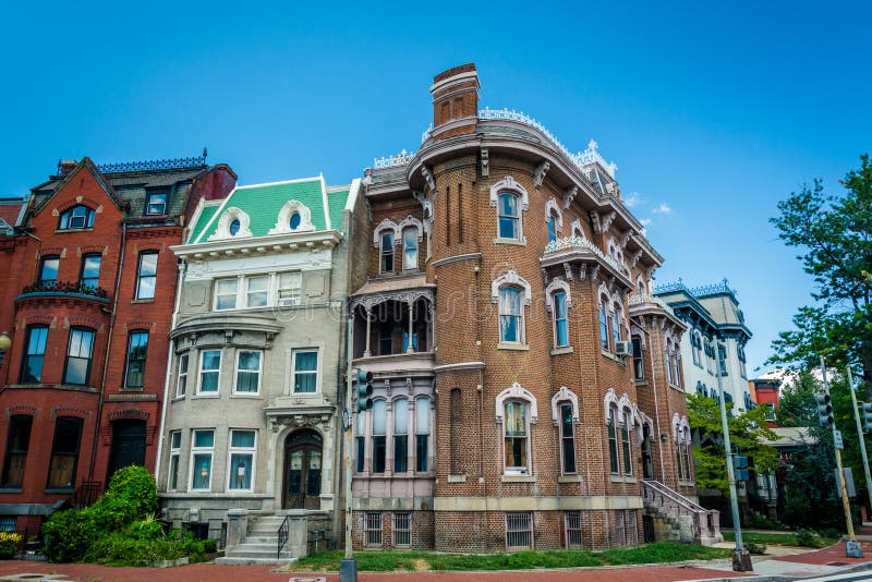 Historic Row Houses Along Logan Circle, in Washington, DC. Editorial