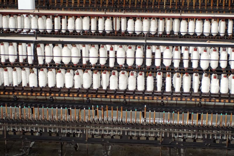 Thread Making Machinery In An Old Cotton Processing Factory Stock Photo ...