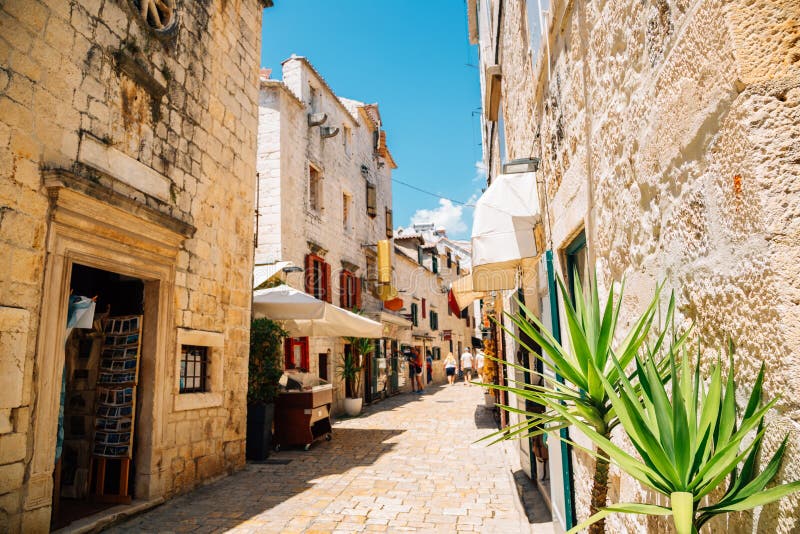 Historic town Trogir street in Trogir, Croatia